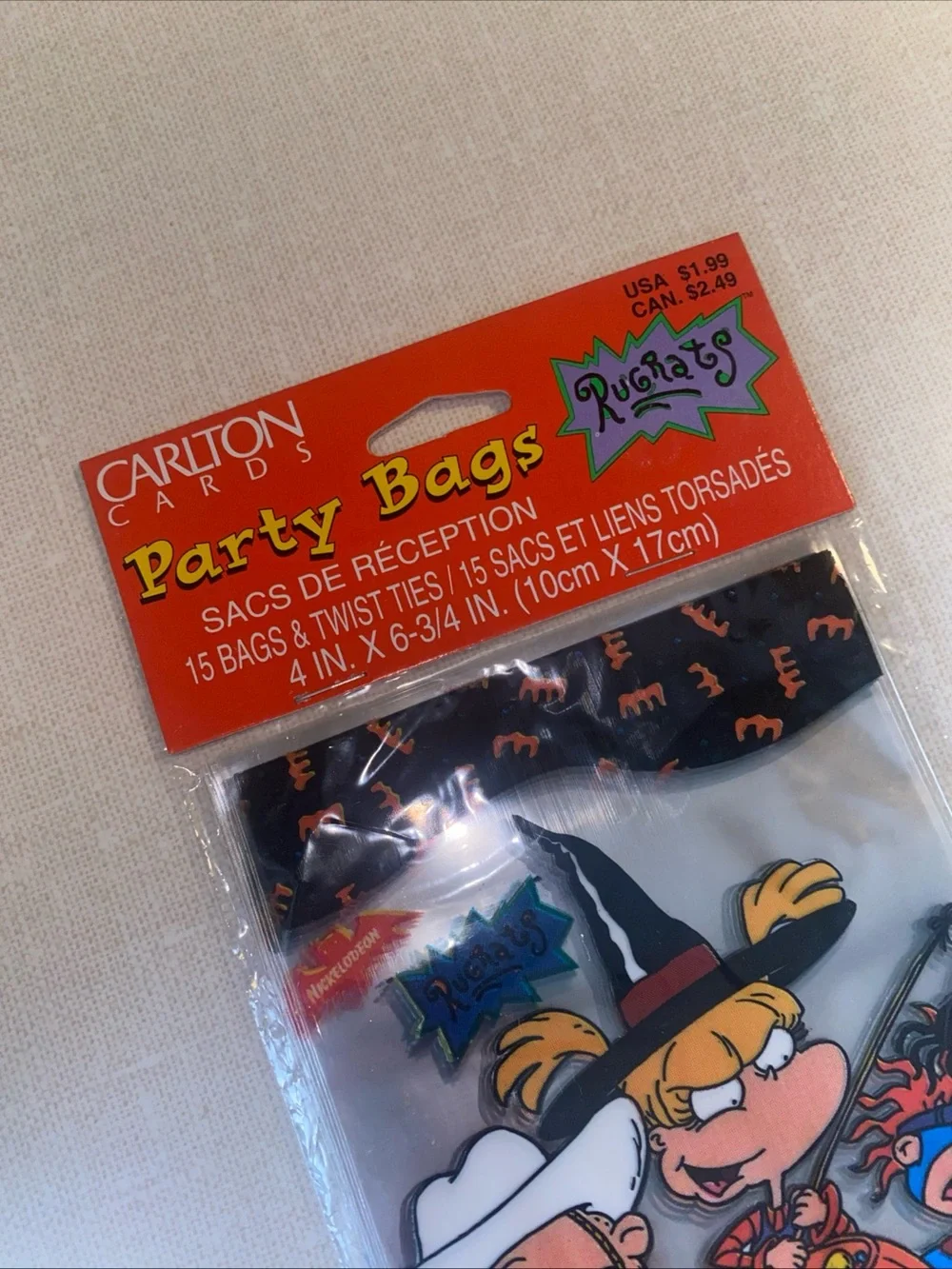 Nickelodeon Nicktoons Rugrats Vintage 1998 Carlton Cards Halloween Party Bags